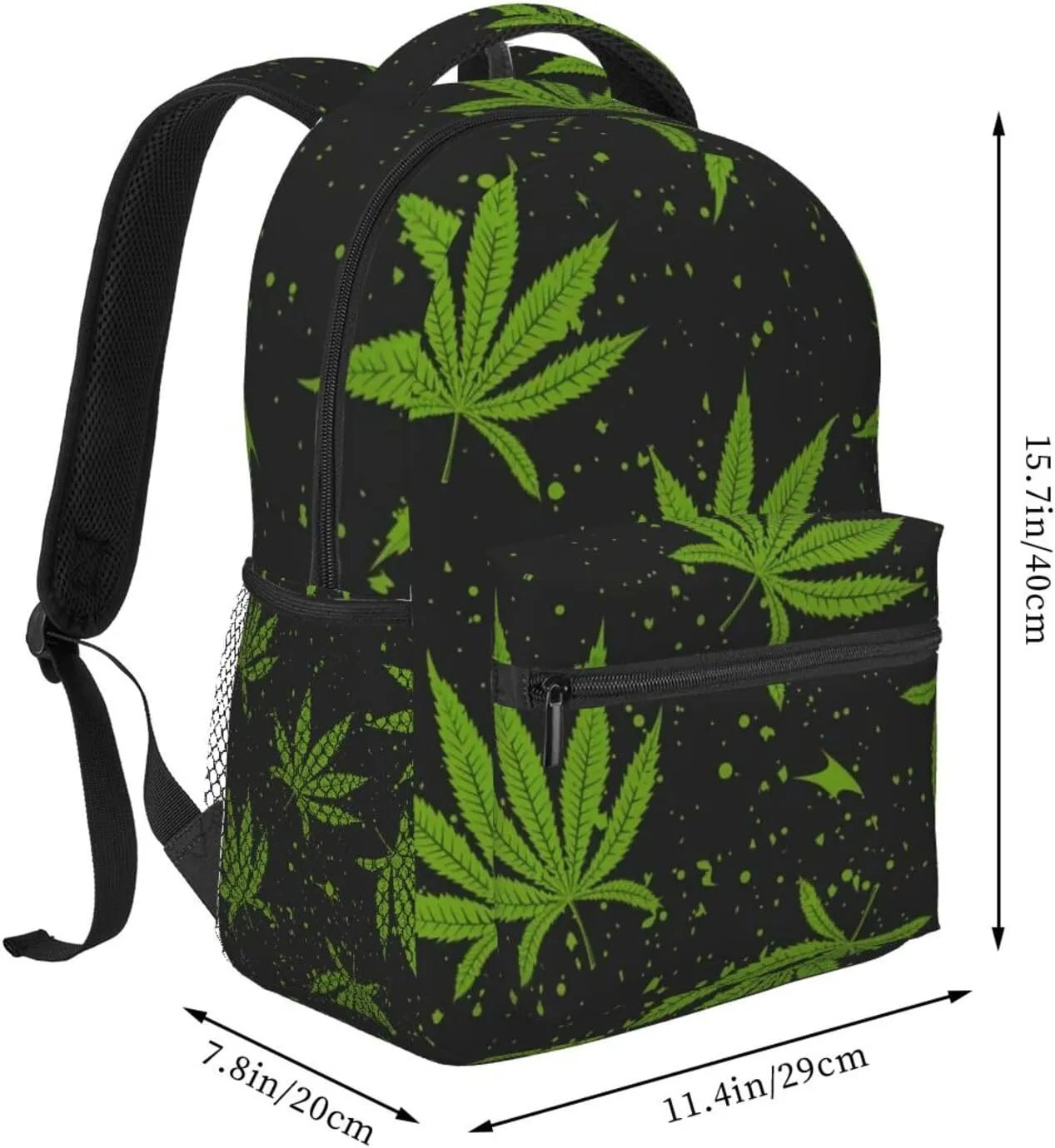Green Weeds Leaf Backpack Laptop Backpack Sports Travel Shoulder bag Light casual backpack