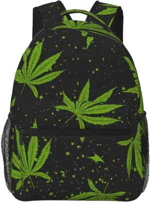 Green Weeds Leaf Backpack Laptop Backpack Sports Travel Shoulder bag Light casual backpack