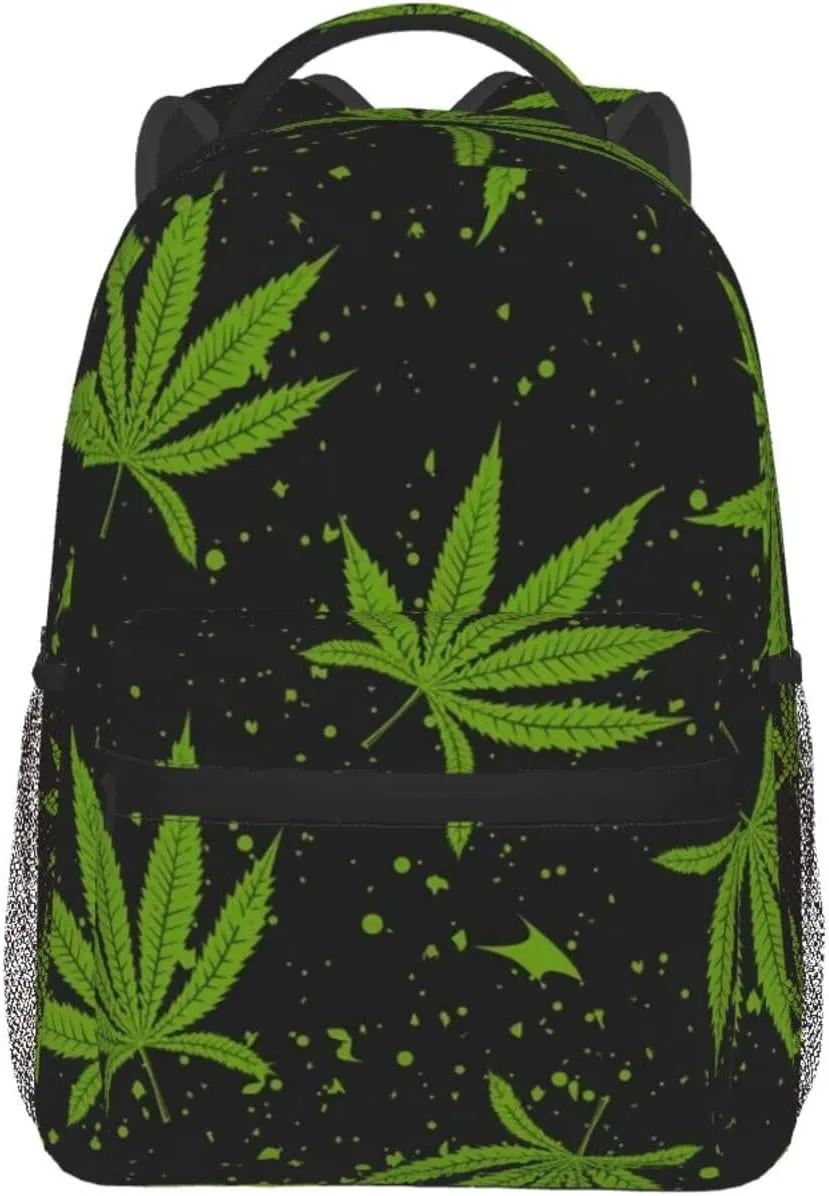 Green Weeds Leaf Backpack Laptop Backpack Sports Travel Shoulder bag Light casual backpack