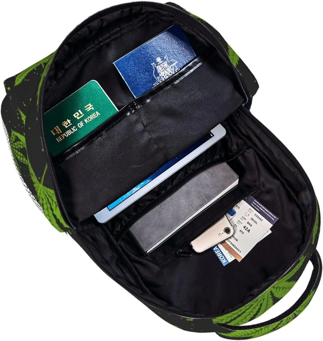 Green Weeds Leaf Backpack Laptop Backpack Sports Travel Shoulder bag Light casual backpack