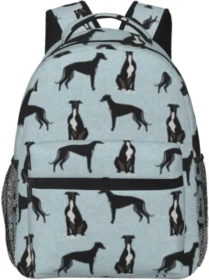 Greyhound Black Pet Dog Backpack Laptop Backpack Sports Travel Shoulder bag Light casual backpack