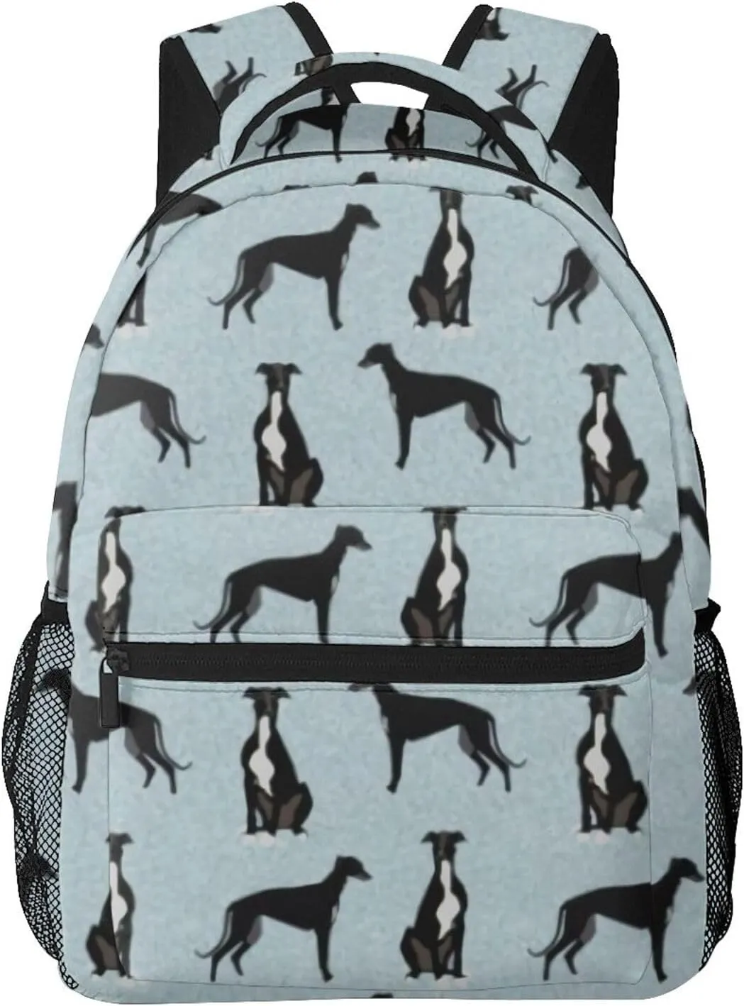 Greyhound Black Pet Dog Backpack Laptop Backpack Sports Travel Shoulder bag Light casual backpack