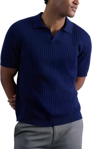 Haggar Men's Premium Ribbed Knit Short Sleeve Sweater Polo Shirt  Regular and Big & Tall Sizes