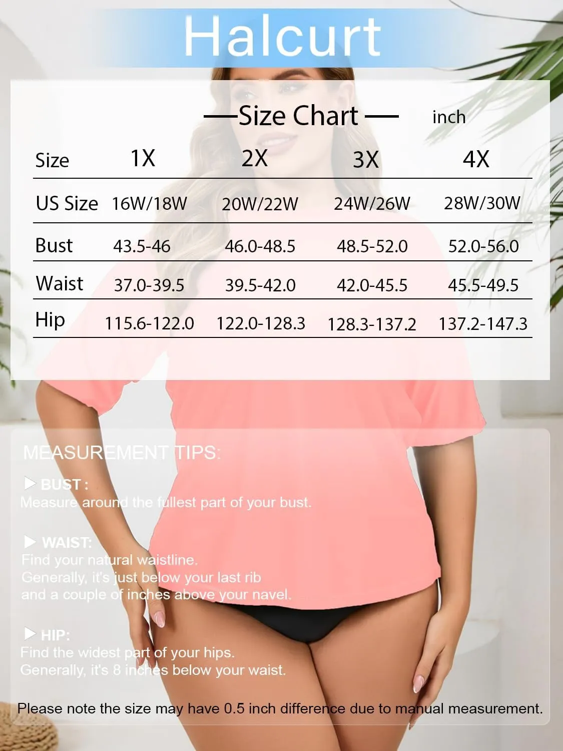 Halcurt Women's Plus Size Short Sleeve Rash Guard Swim Shirts Top Only Loose Fit Swim Tee UPF50  Swimsuit