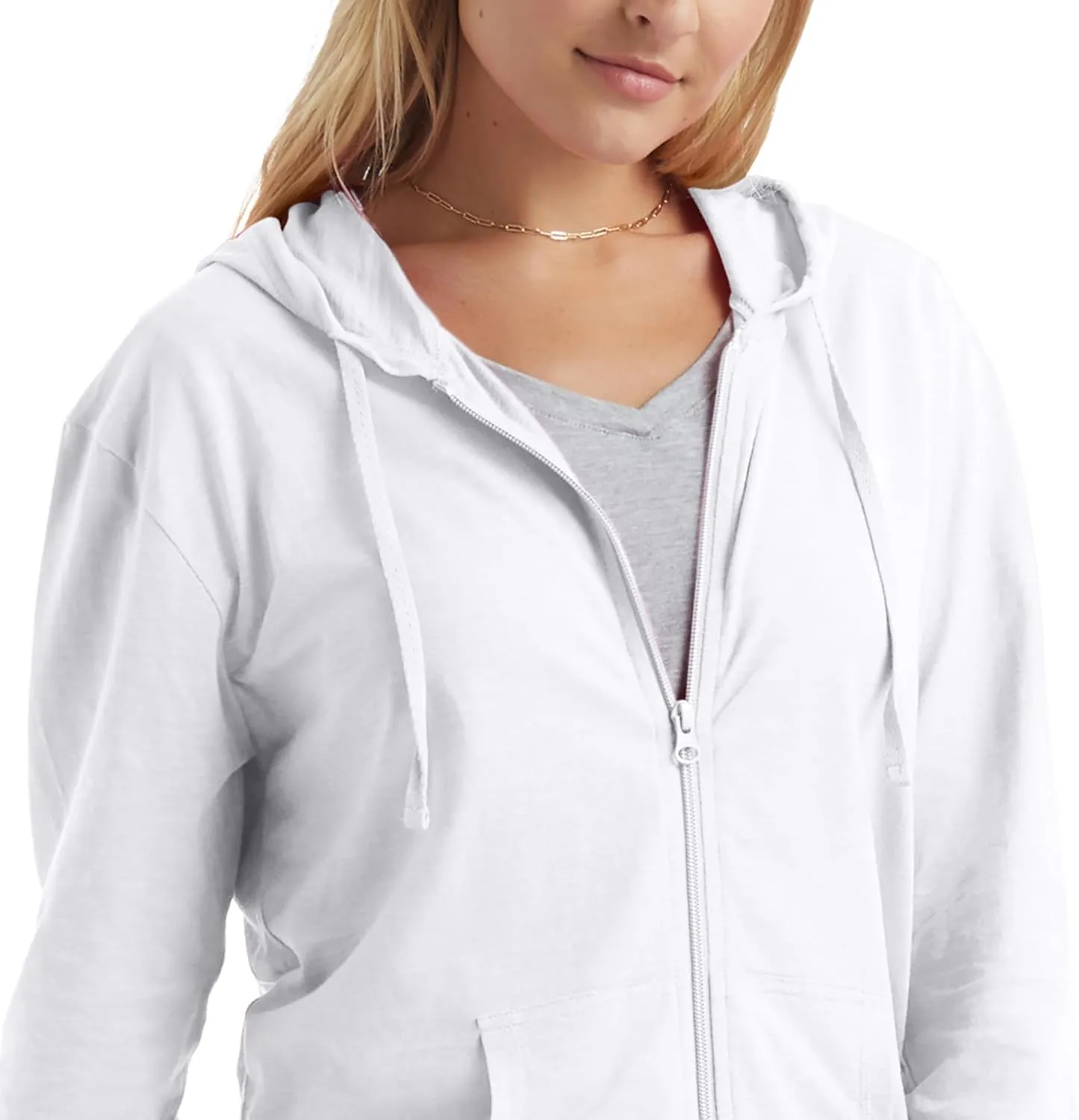 Hanes Womens Slub Knit Full-Zip Hoodie, Textured Cotton Zip-Up T-Shirt Hoodie for Women