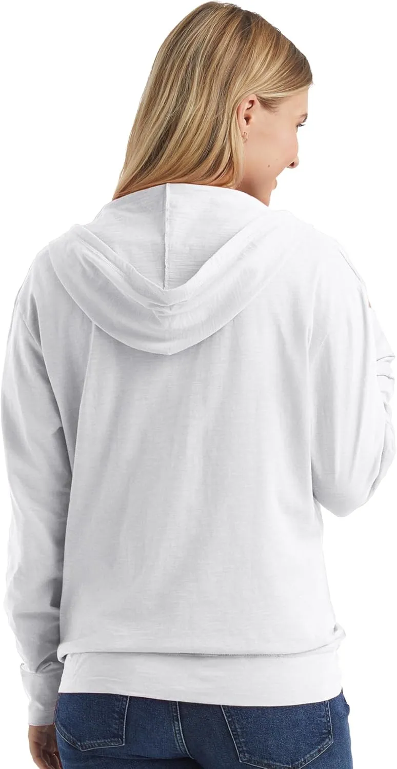 Hanes Womens Slub Knit Full-Zip Hoodie, Textured Cotton Zip-Up T-Shirt Hoodie for Women