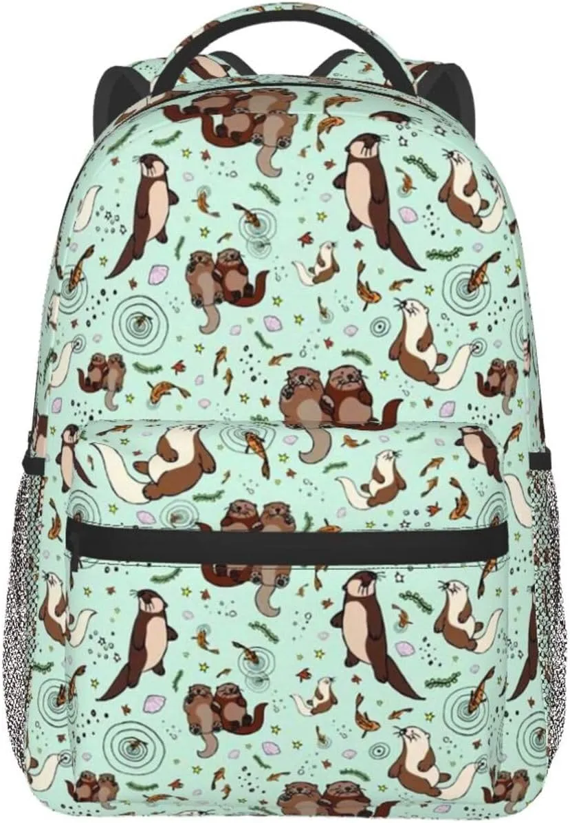 Happy Sea Otter Backpack Laptop Backpack Sports Travel Shoulder bag Light casual backpack