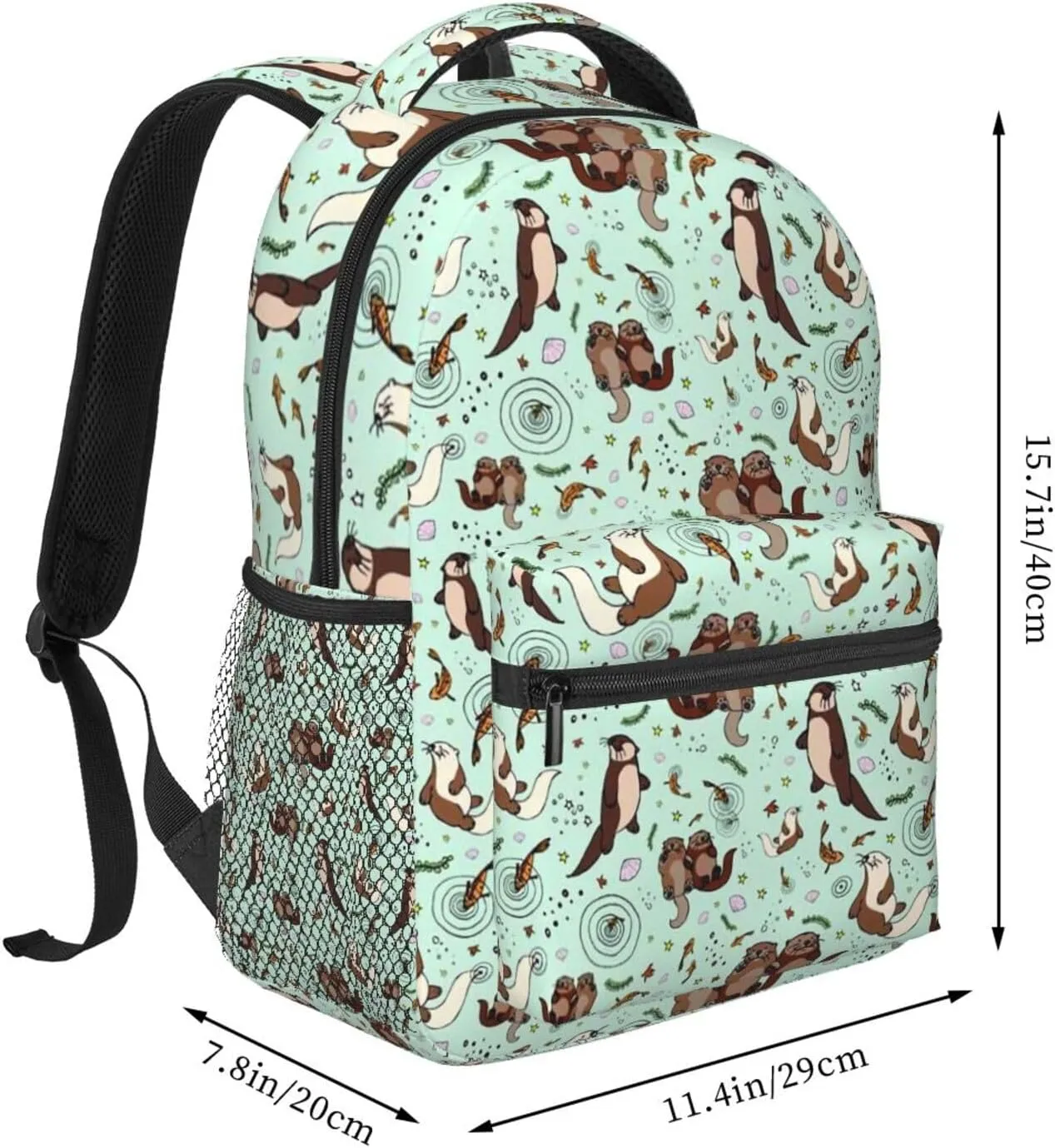 Happy Sea Otter Backpack Laptop Backpack Sports Travel Shoulder bag Light casual backpack