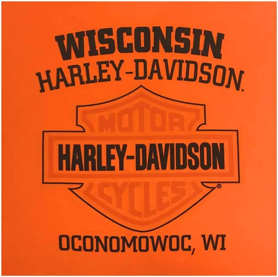 Harley-Davidson Men's Long Sleeve Orange Bar & Shield Black Shirt 30291744