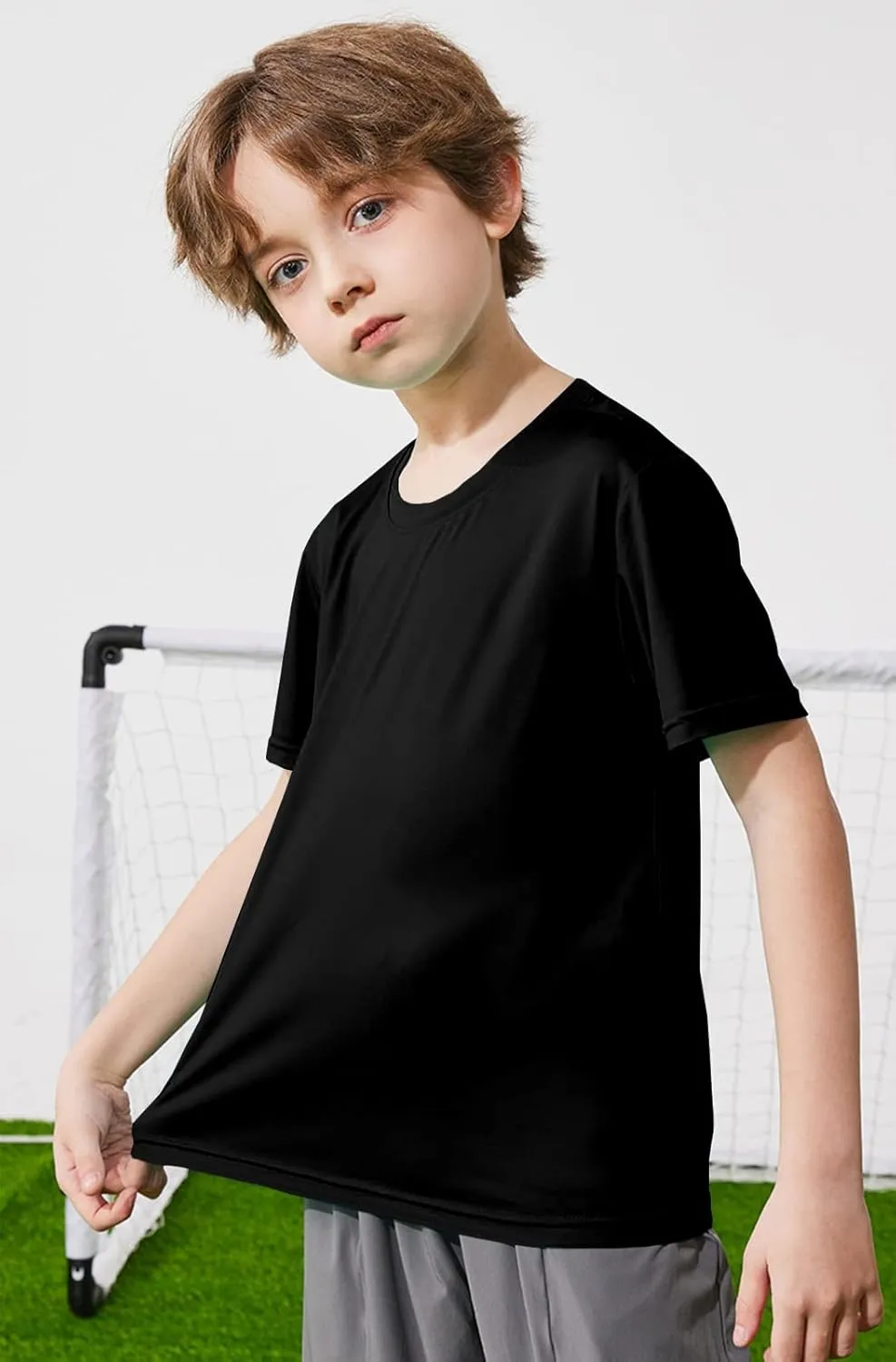 HIBETY 3 Pack Athletic Kids T-Shirts, Moisture-Wicking Dry-Fit Sports Tee, Gym Workout Short/Long Sleeve Shirts
