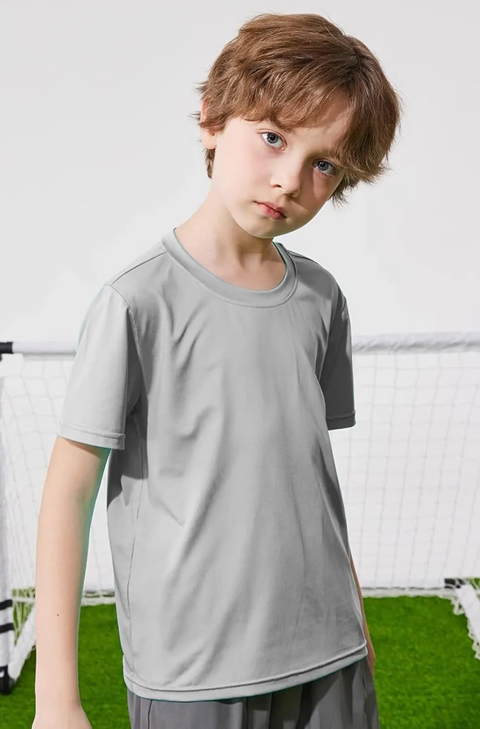 HIBETY 3 Pack Athletic Kids T-Shirts, Moisture-Wicking Dry-Fit Sports Tee, Gym Workout Short/Long Sleeve Shirts