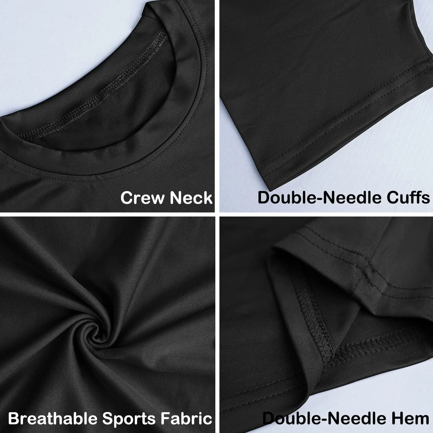 HIBETY 3 Pack Athletic Kids T-Shirts, Moisture-Wicking Dry-Fit Sports Tee, Gym Workout Short/Long Sleeve Shirts