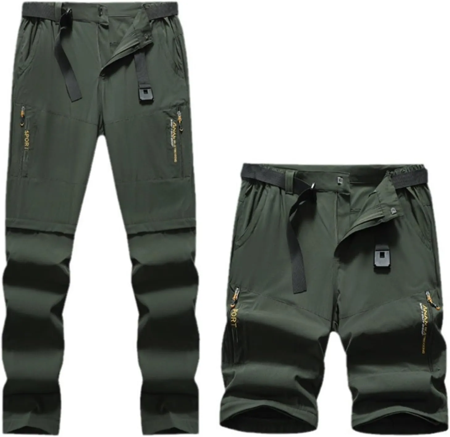 Hiking Pants Men Convertible Zip Off Lightweight Cargo Work Pants Waterproof 5 Pcokets Quick Dry Travel Fishing Pants