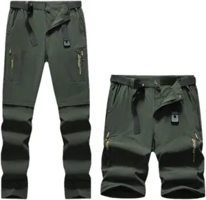 Hiking Pants Men Convertible Zip Off Lightweight Cargo Work Pants Waterproof 5 Pcokets Quick Dry Travel Fishing Pants