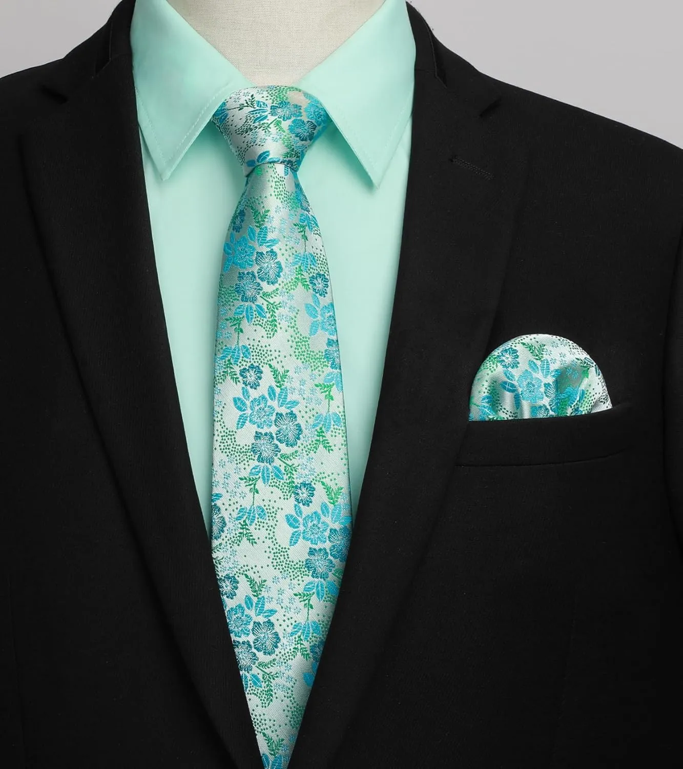 HISDERN Mens Dress Shirt and Tie Handkerchief Set Classic Long Sleeve Shirts Matching Ties Formal Button Down Shirts