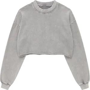 Hixiaohe Womens Cropped Sweatshirts Vintage Long Sleeve Pullover Tops Acid Wash Sweatshirt Hoodies for Women Workout Crop Top