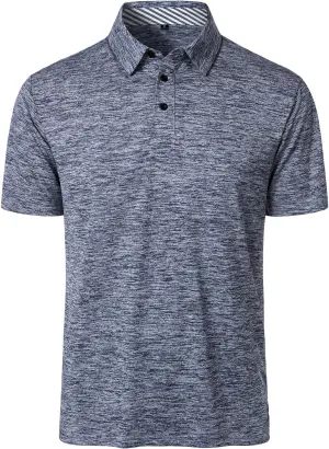 HOOD CREW Mens Golf Shirts Moisture Wicking Quick Dry Performance Sports T-Shirt Short Sleeve Casual Polo Shirt for Men