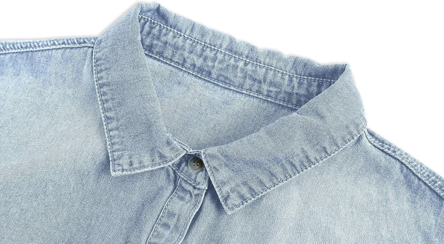 imesrun Womens Button Down Denim Shirt Chambray Casual Long Sleeve Collared Boyfriend Jean Jacket Shacket with Pockets
