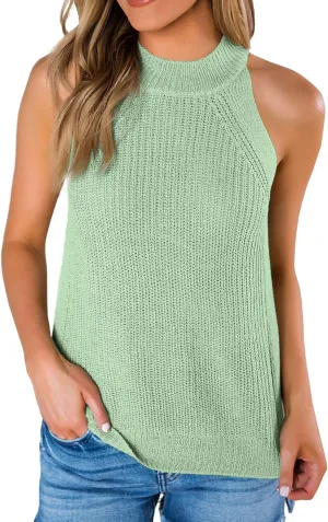 Imily Bela Women's Summer Halter Tank Tops Sleeveless Casual Racerback Loose Shirts Knit Cami Sweater Vest