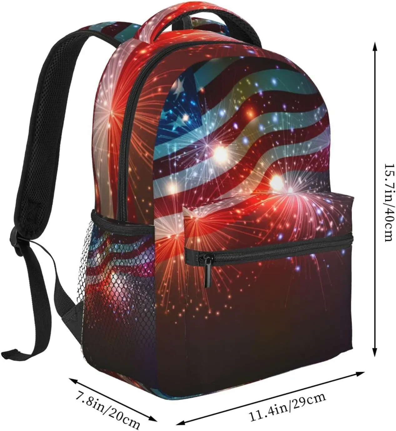 Independence Day Firework Flag Backpack Laptop Backpack Sports Travel Shoulder bag Light casual backpack