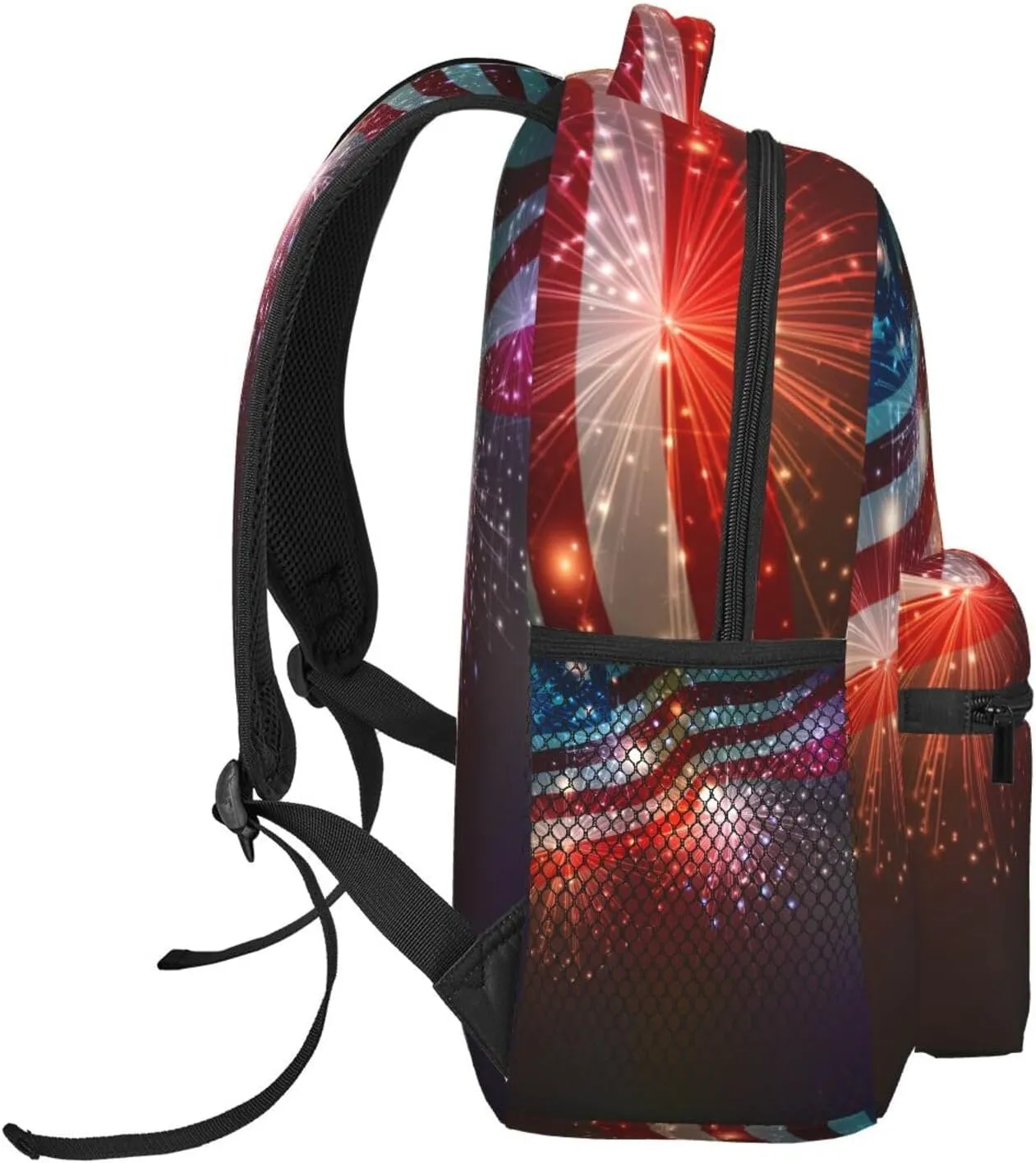 Independence Day Firework Flag Backpack Laptop Backpack Sports Travel Shoulder bag Light casual backpack