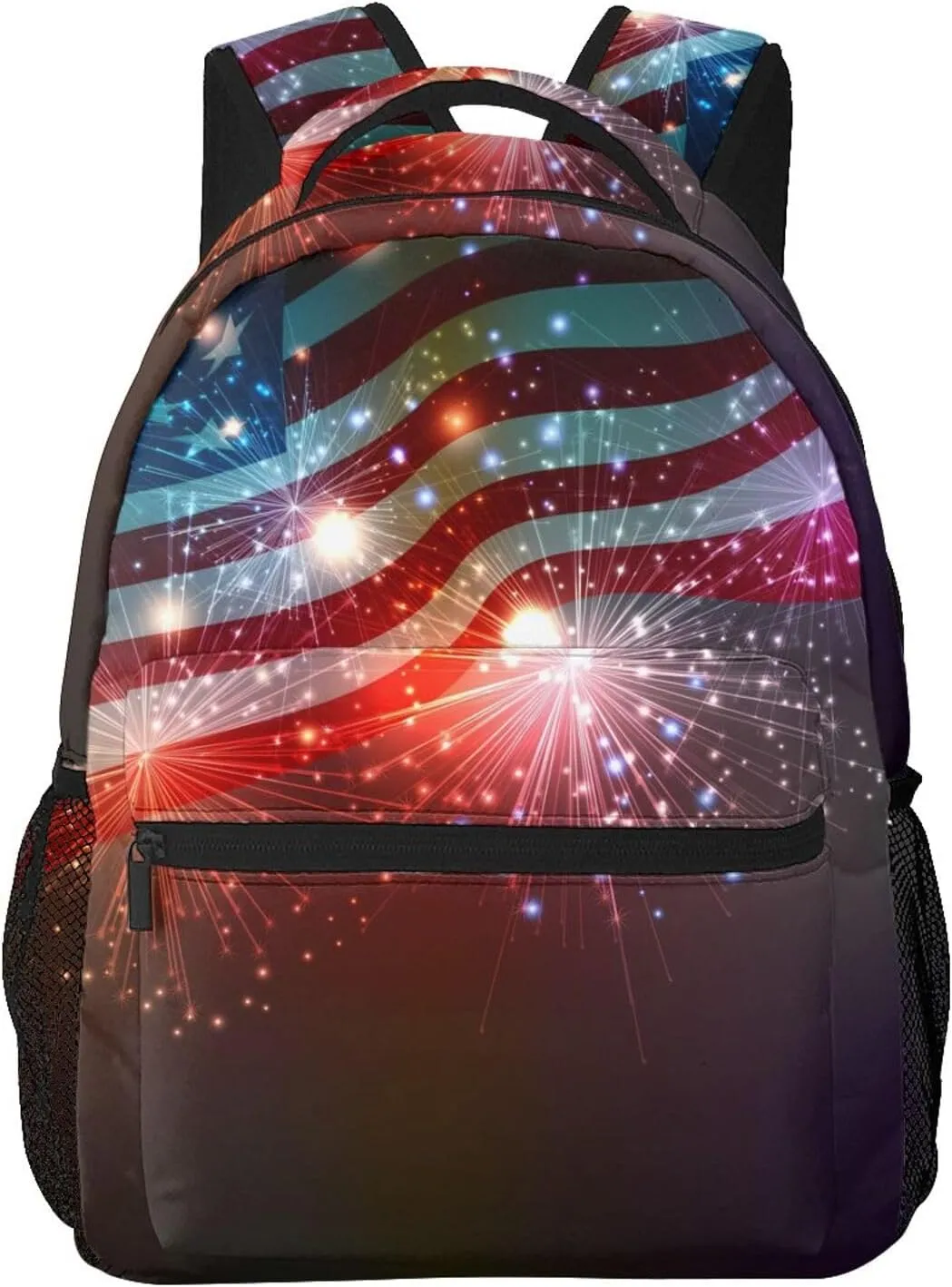 Independence Day Firework Flag Backpack Laptop Backpack Sports Travel Shoulder bag Light casual backpack