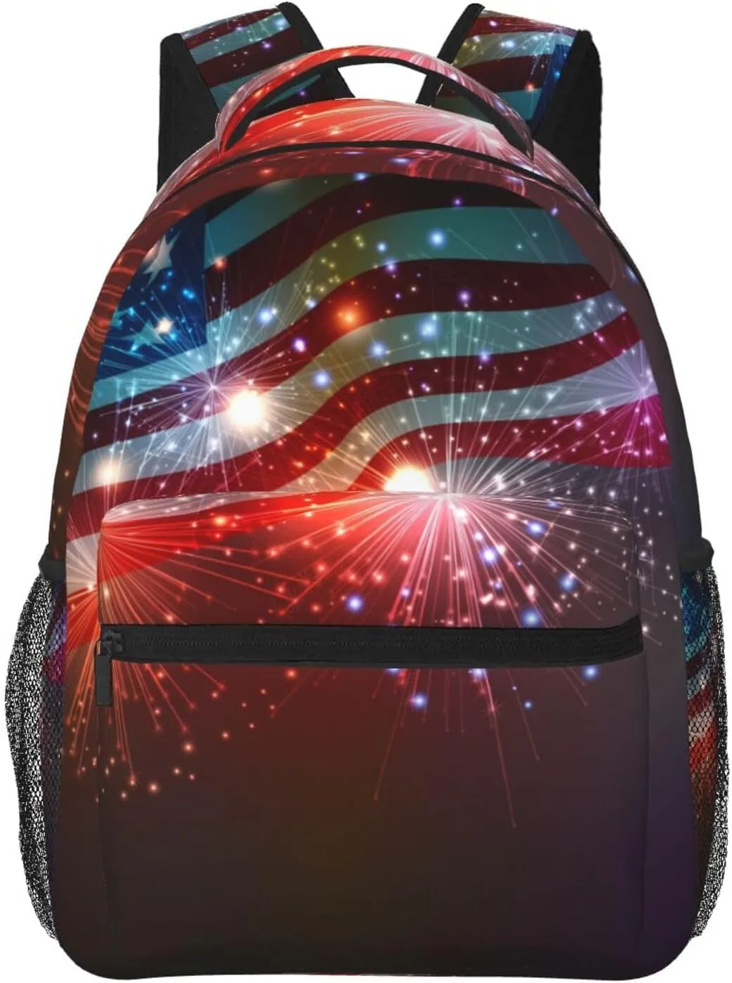 Independence Day Firework Flag Backpack Laptop Backpack Sports Travel Shoulder bag Light casual backpack