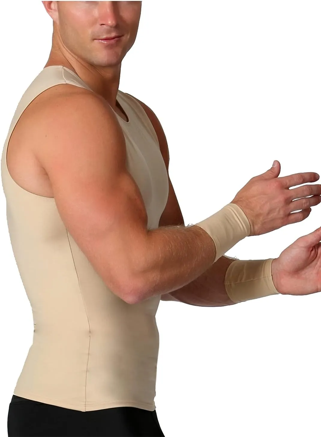 Insta Slim - Made in USA - Mens Compression Sleeveless Crew-Neck Slimming Shapewear Body Shaper with Tummy Control
