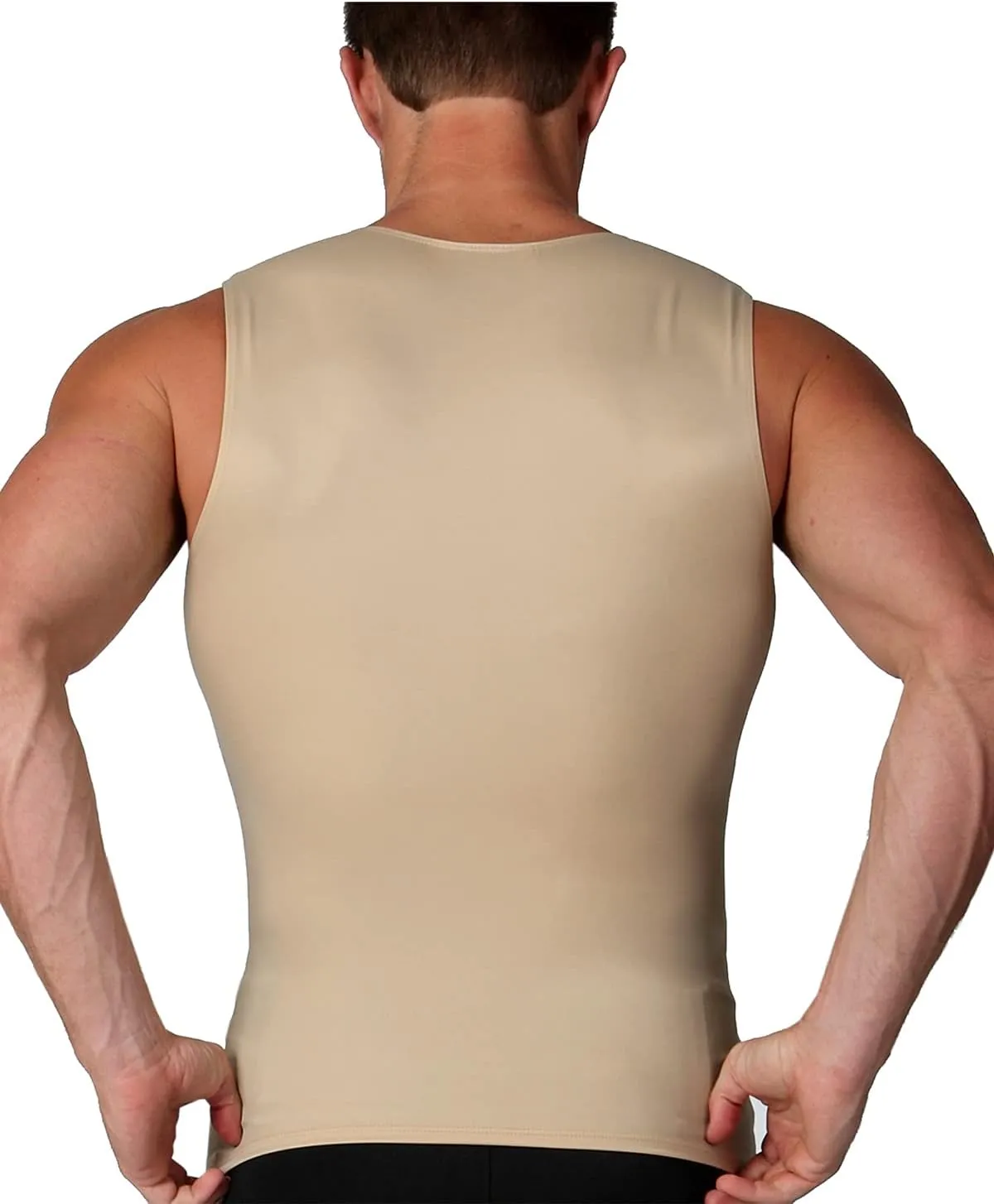 Insta Slim - Made in USA - Mens Compression Sleeveless Crew-Neck Slimming Shapewear Body Shaper with Tummy Control