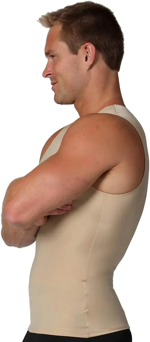 Insta Slim - Made in USA - Mens Compression Sleeveless Crew-Neck Slimming Shapewear Body Shaper with Tummy Control