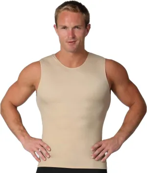Insta Slim - Made in USA - Mens Compression Sleeveless Crew-Neck Slimming Shapewear Body Shaper with Tummy Control