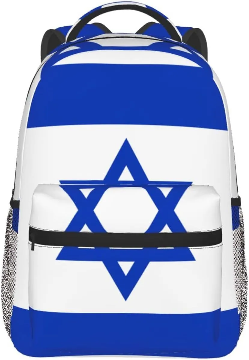 Israel Flag With Gold Fringe Backpack Laptop Backpack Sports Travel Shoulder bag Light casual backpack