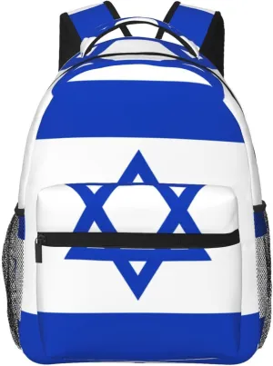 Israel Flag With Gold Fringe Backpack Laptop Backpack Sports Travel Shoulder bag Light casual backpack