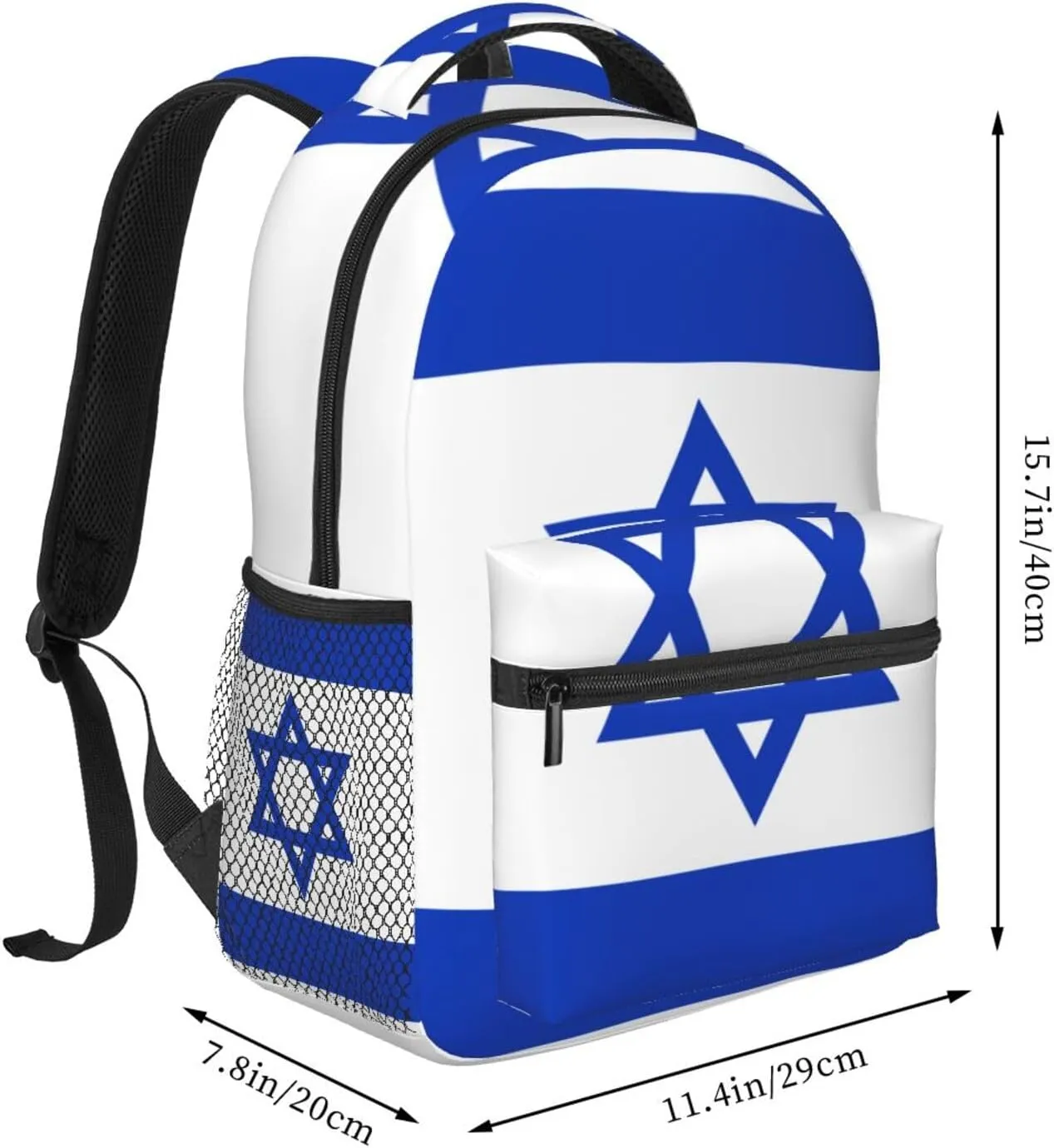 Israel Flag With Gold Fringe Backpack Laptop Backpack Sports Travel Shoulder bag Light casual backpack