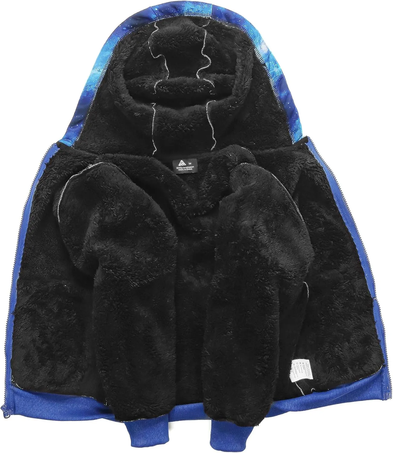 JACKETOWN Kids Fleece Jacket 3D Printed Star Hooded Sweatshirt Full Zipp Up Boys Sherpa Lined Winter Coat 6-15 Years