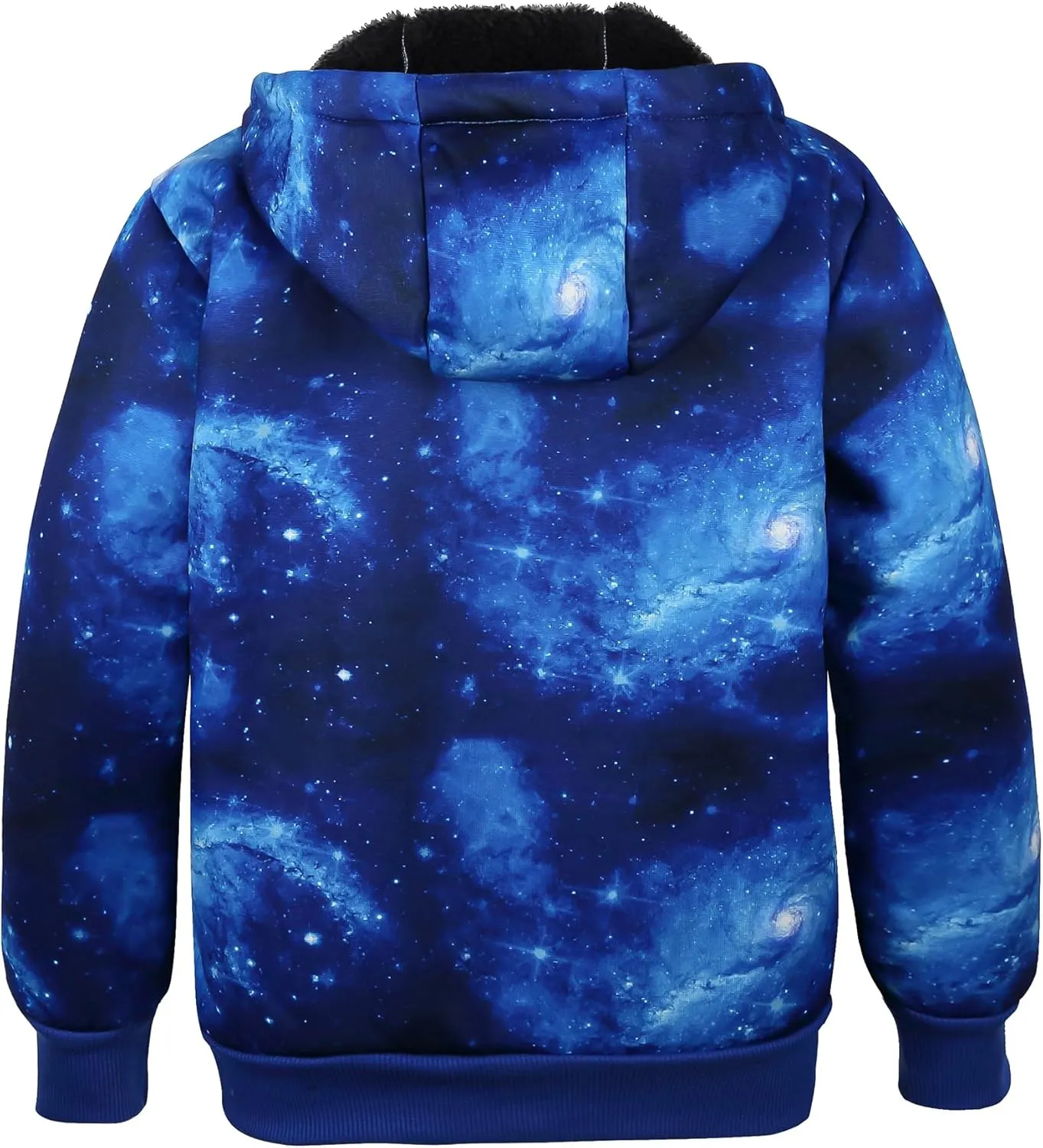 JACKETOWN Kids Fleece Jacket 3D Printed Star Hooded Sweatshirt Full Zipp Up Boys Sherpa Lined Winter Coat 6-15 Years