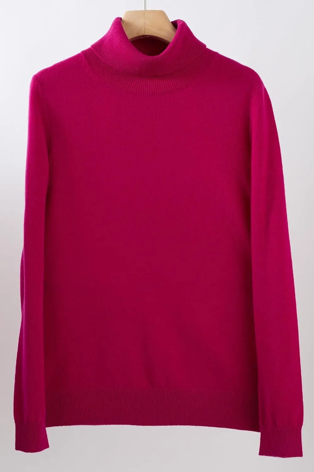JENNIE LIU Women's 100% Pure Cashmere Long Sleeve Pullover Turtleneck Sweater