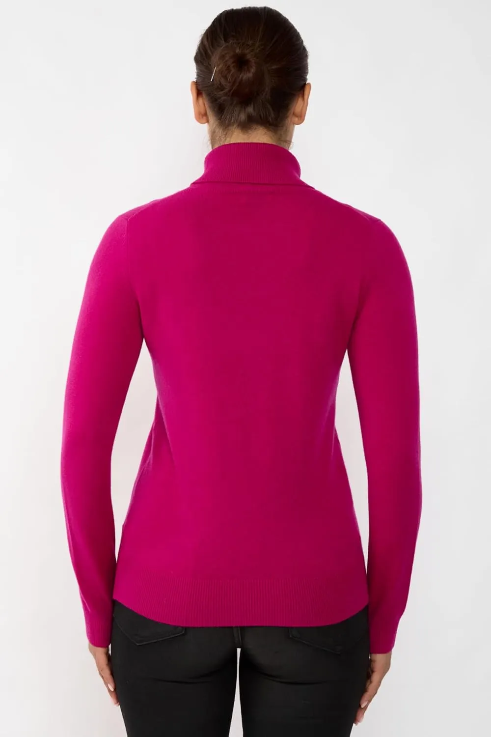 JENNIE LIU Women's 100% Pure Cashmere Long Sleeve Pullover Turtleneck Sweater