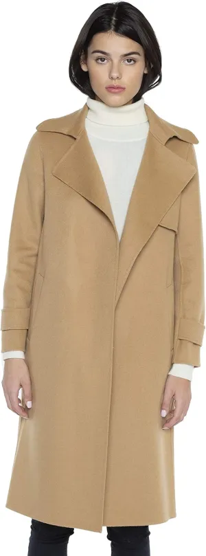 JENNIE LIU Women's Cashmere Wool Double-Faced Trench Coat