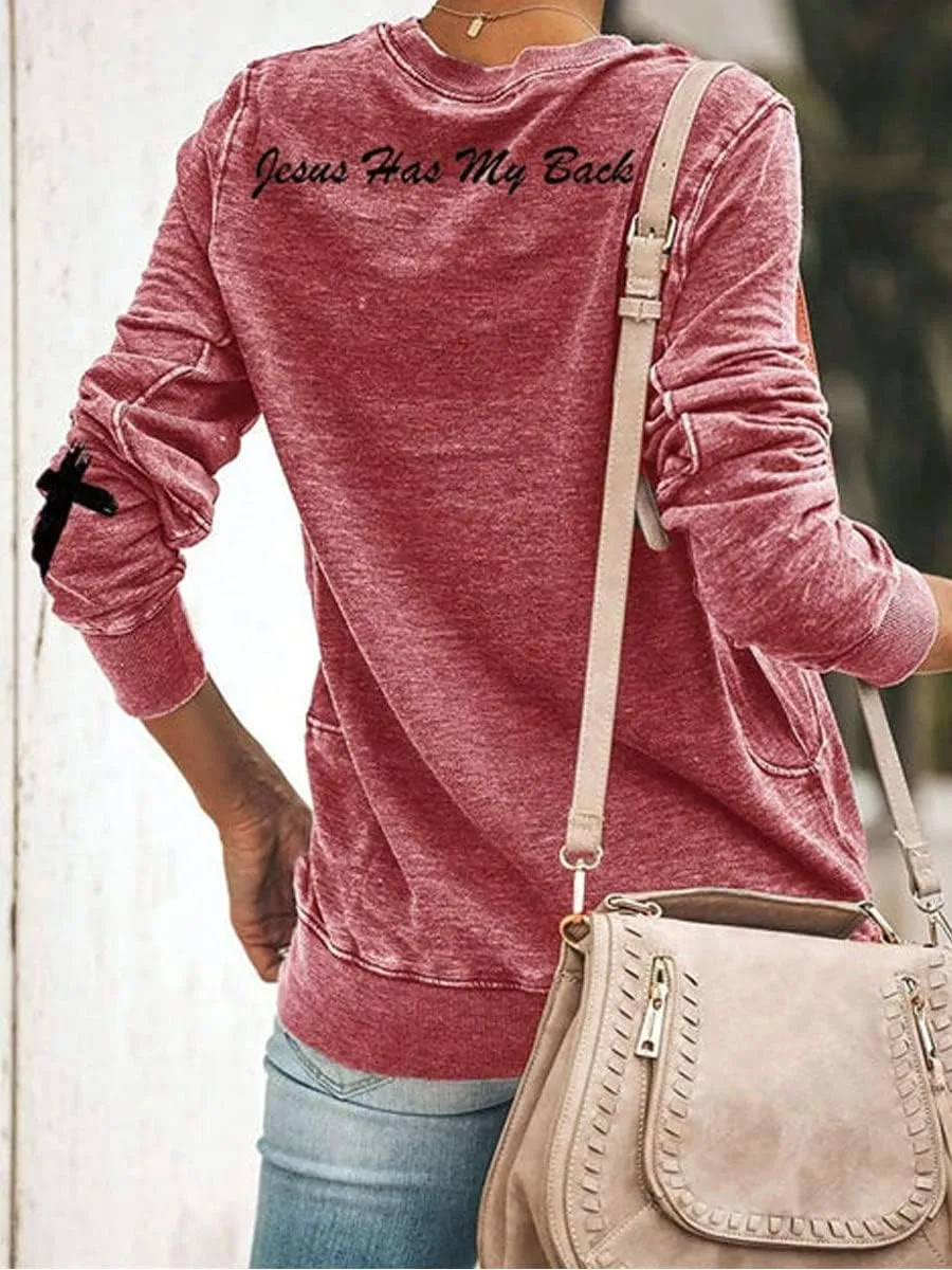 Jesus Has My Back, Normal Isn't Coming Back Jesus is Sweatshirt, Revelation 14 Shirt, Long Sleeve Casual Letter Print Shirt