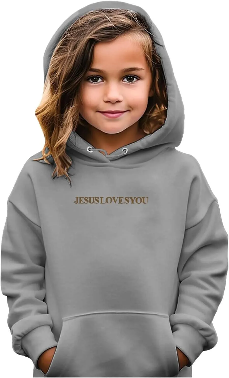 Jesus Loves You Girls Oversized Hoodies Drop Shoulder Letter Print Preppy Sweatshirt Sweatshirt Tops with Pockets