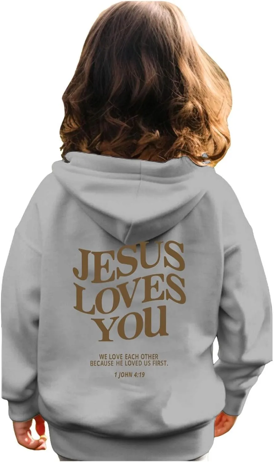 Jesus Loves You Girls Oversized Hoodies Drop Shoulder Letter Print Preppy Sweatshirt Sweatshirt Tops with Pockets