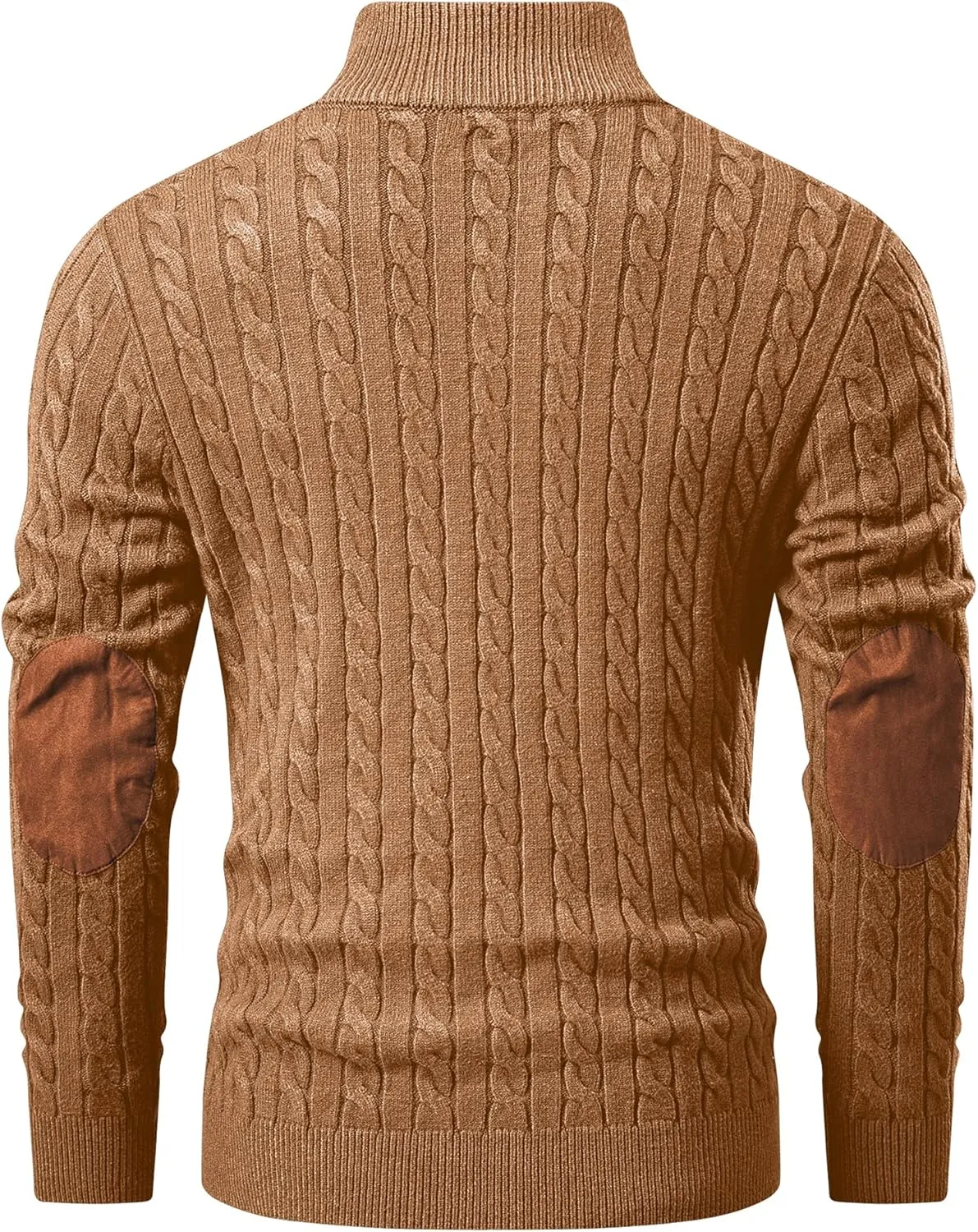 JMIERR Men's Cable Knit Pullover Sweater Casual Long Sleeve Stand Collar Button Knitted Sweaters