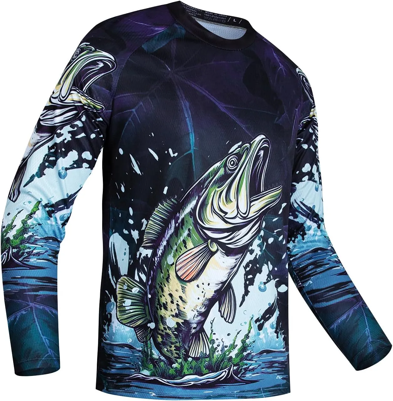 JPOJPO Mens Fishing Shirt Long Sleeve, Fishing Jerseys Fish Tshirts - Breathable, Cooling, Light-Weight