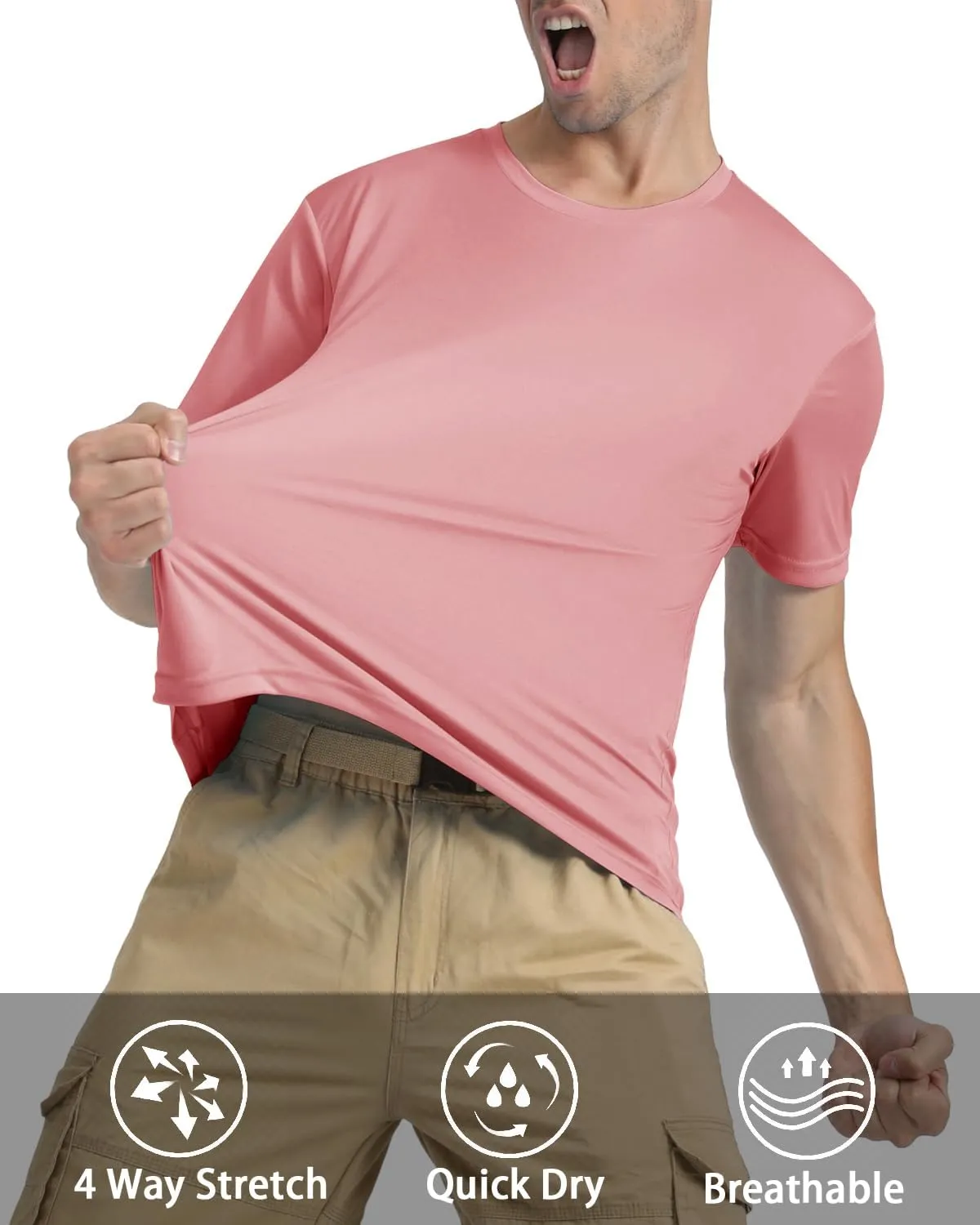 KEFITEVD Men's Short Sleeve UPF 50  Sun Protection Shirts Quick Dry Rashguard Swim Shirt SPF Workout Fishing Athletic T-Shirt