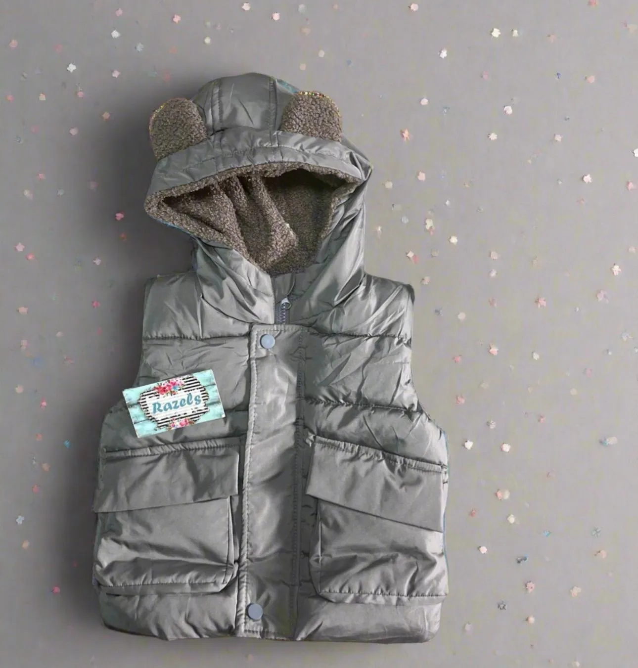 Kids Animal Ear Puffer Vest Warm Fur Lined Animal Ear Vest Fun Fall Vest