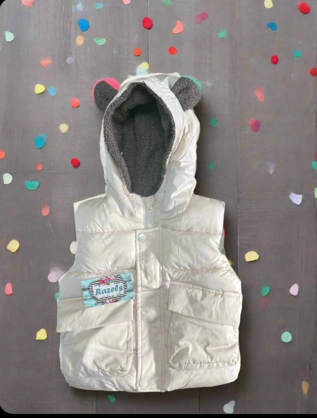Kids Animal Ear Puffer Vest Warm Fur Lined Animal Ear Vest Fun Fall Vest