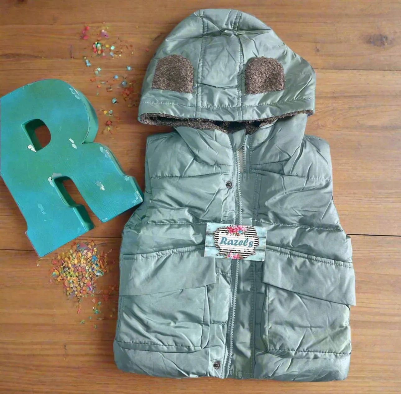 Kids Animal Ear Puffer Vest Warm Fur Lined Animal Ear Vest Fun Fall Vest