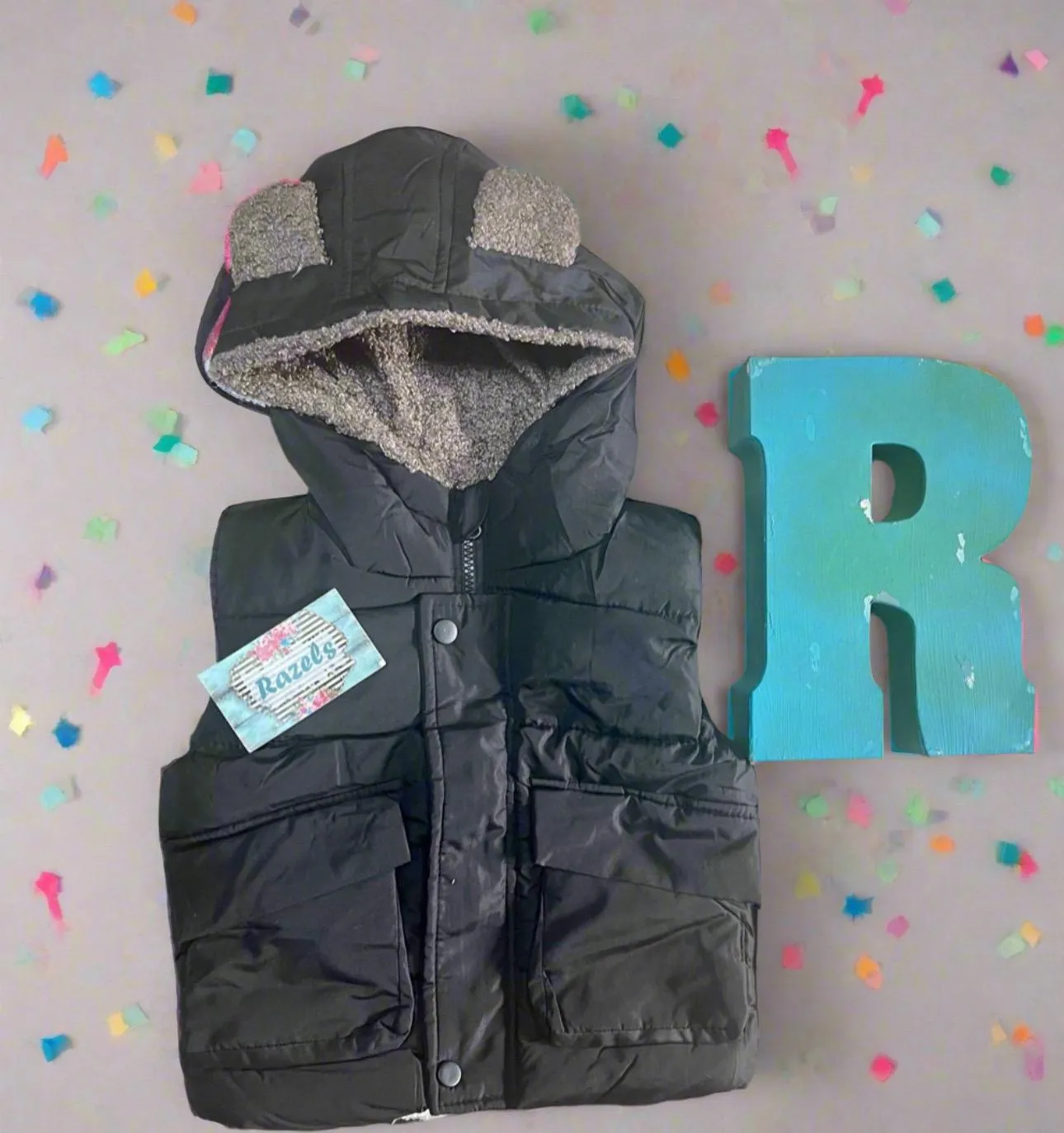 Kids Animal Ear Puffer Vest Warm Fur Lined Animal Ear Vest Fun Fall Vest