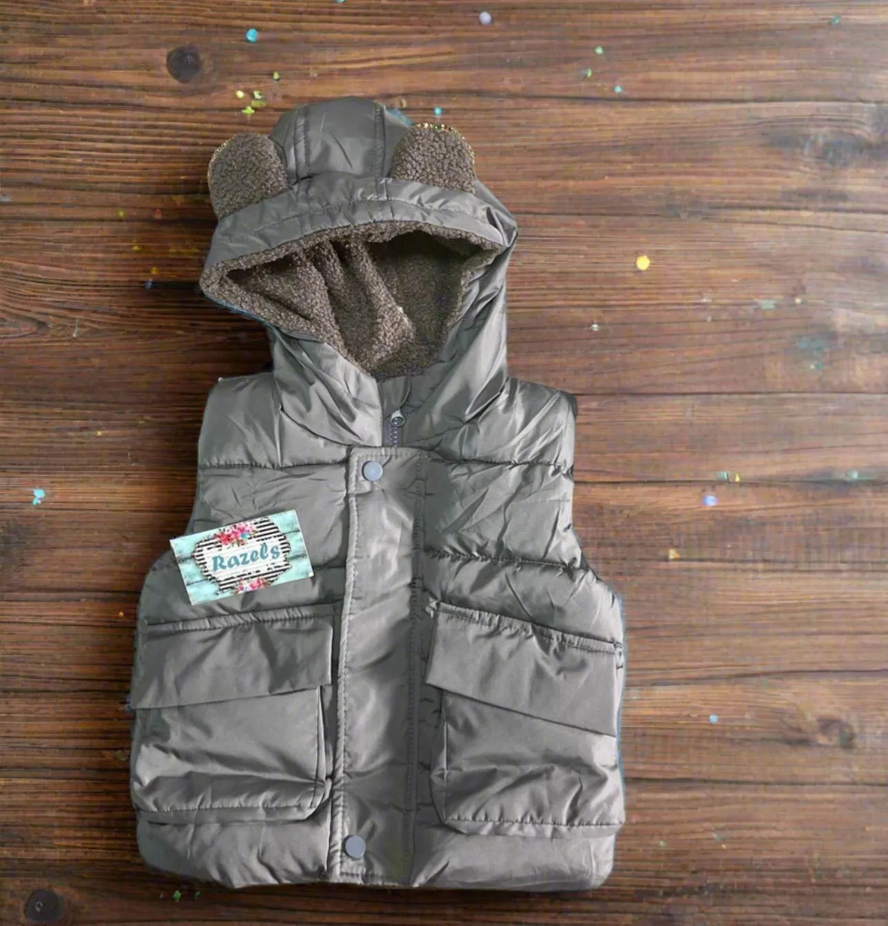 Kids Animal Ear Puffer Vest Warm Fur Lined Animal Ear Vest Fun Fall Vest